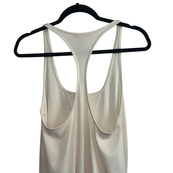 Zara Cream Textured Weave Racerback Tank Curved Raw Hem Midi Dress Size M - Picture 5 of 9